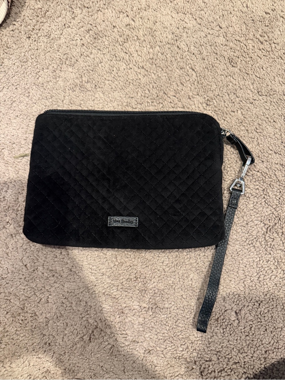 Vera Bradley Black Quilted Wristlet Clutch with Detachable Strap